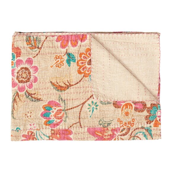 Taj Hotel Home Decor Kantha Cotton Throw | 1-Piece | Multicolor | 50"x70" - Picture 1 of 4